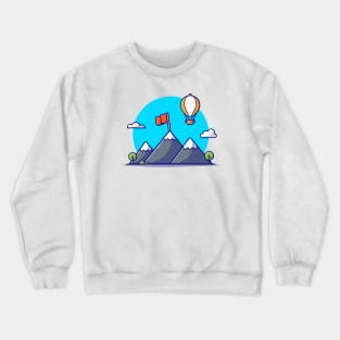 Mountain Landscape with Hot Air Balloon Cartoon Vector Icon Illustration Crewneck Sweatshirt